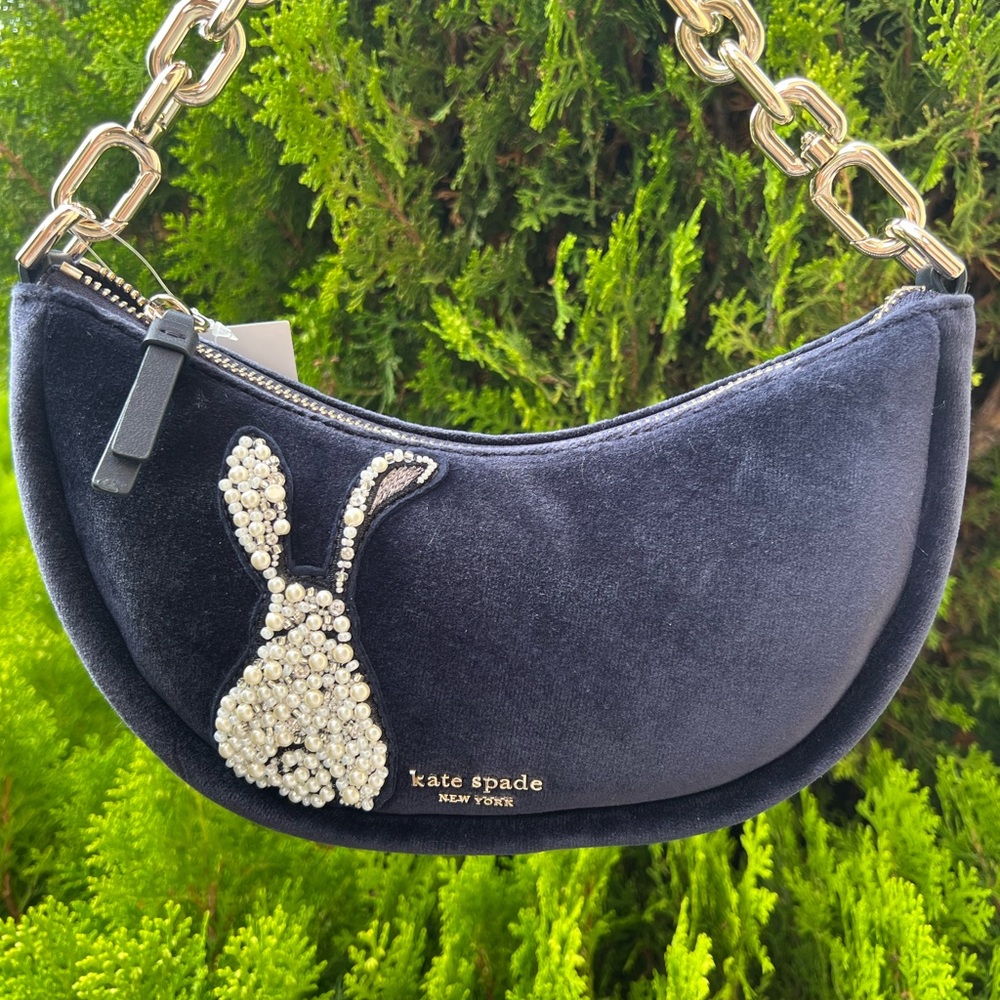 NWT Kate Spade Velvet Smile Bunny Crossbody Bag